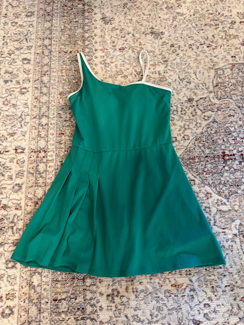 all in motion green Sleeveless Fit-and-Flare Dress with White Trim